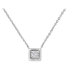 Collier pendentif « H-I, SI2-I1 » en or blanc 10 carats avec diamants 1/10 carat TDW