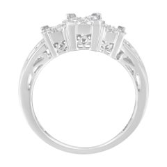 10k White Gold 1/2 Carat 3 Stone Style Diamond Band Ring