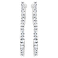 10K White Gold 1/2 Carat Diamond Hoop Earrings