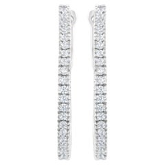 10K White Gold 1/2 Carat Diamond Hoop Earrings