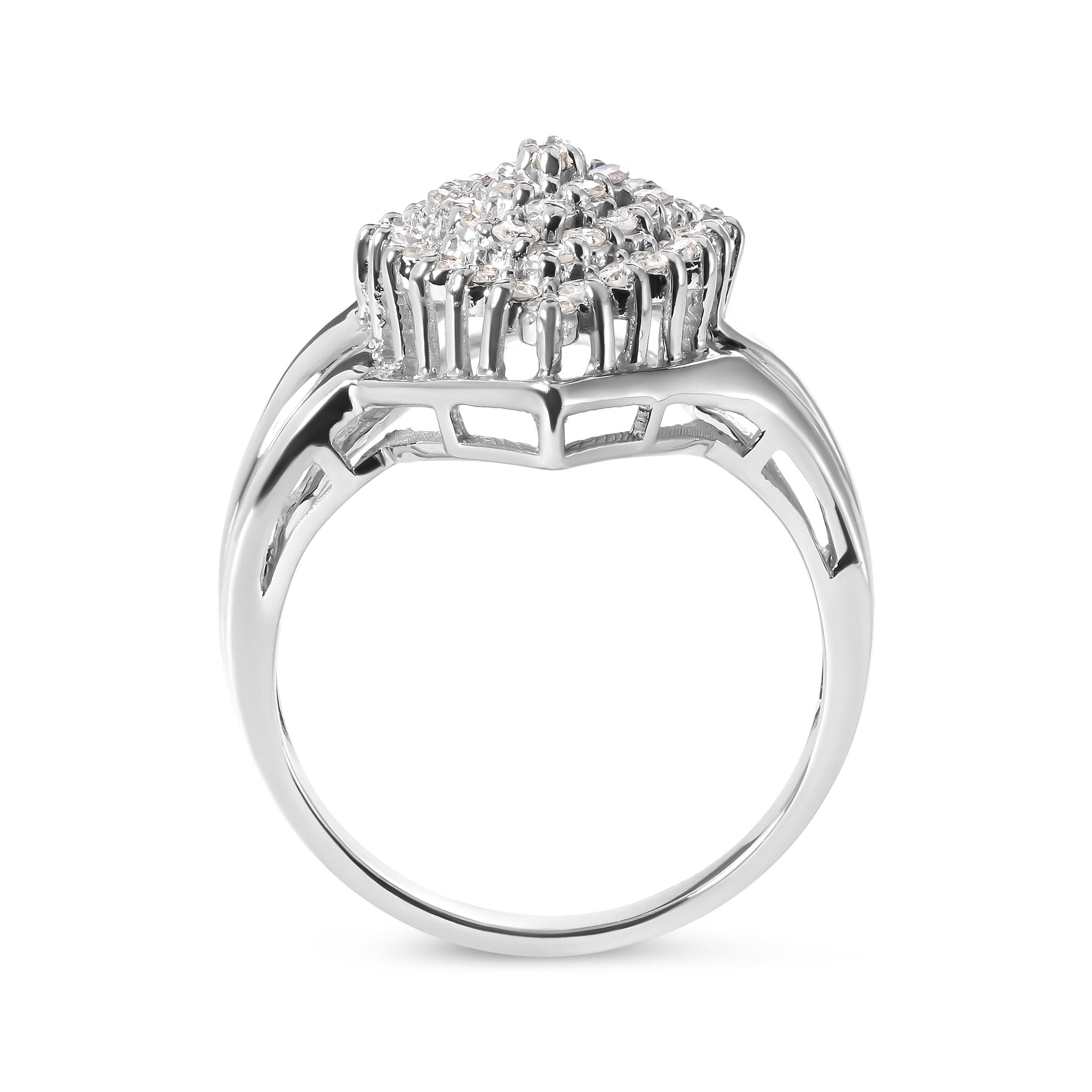 Unlock the secrets of timeless elegance with our 10K white gold diamond cluster ring. Delicately crafted in radiant white gold, this ring is a true masterpiece that exudes charm and sophistication. Be enchanted by the brilliance of 42 natural round