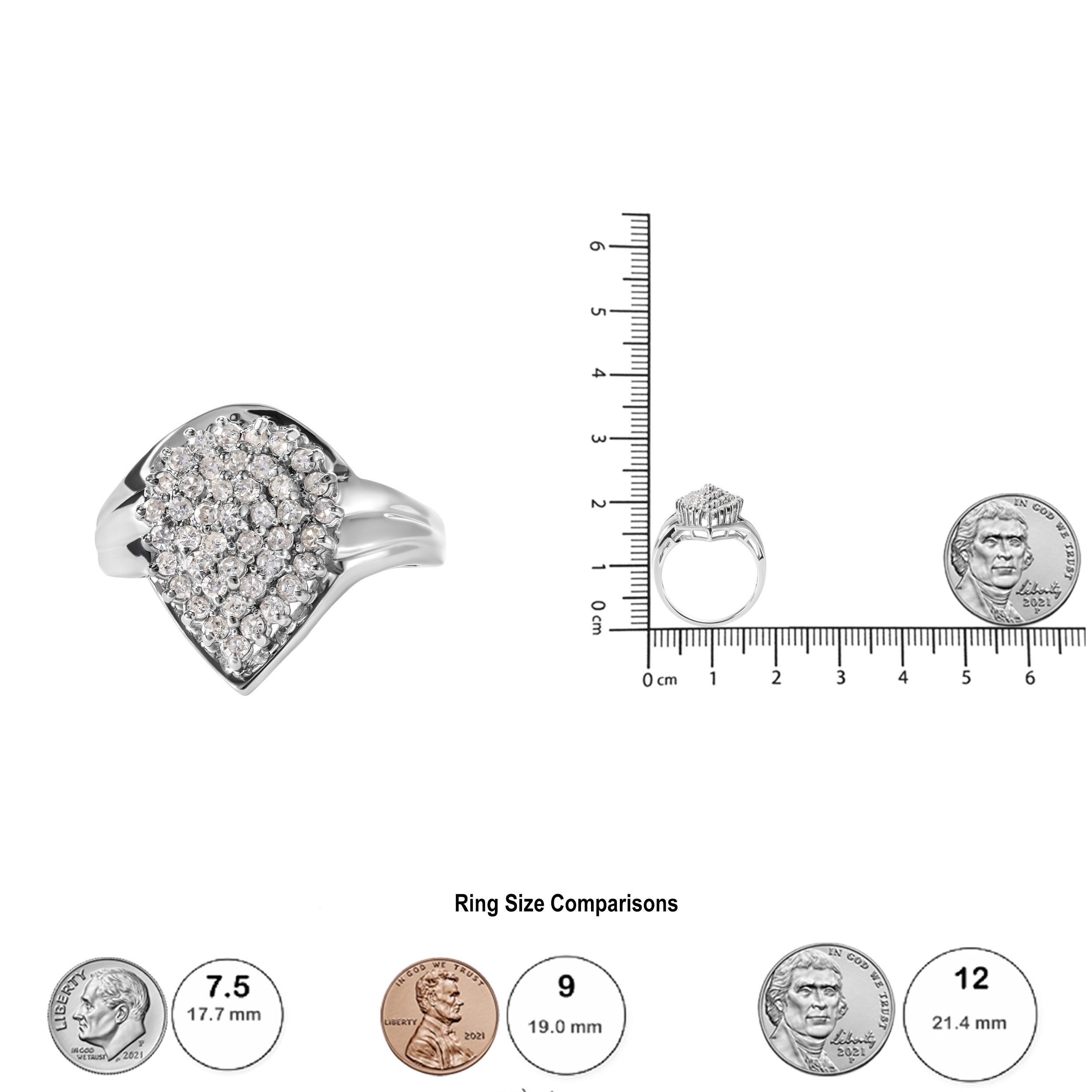 Women's 10K White Gold 1/2 Carat Diamond Pear Shaped Cluster Ring For Sale