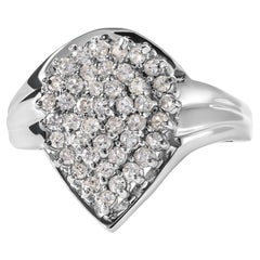 10K White Gold 1/2 Carat Diamond Pear Shaped Cluster Ring