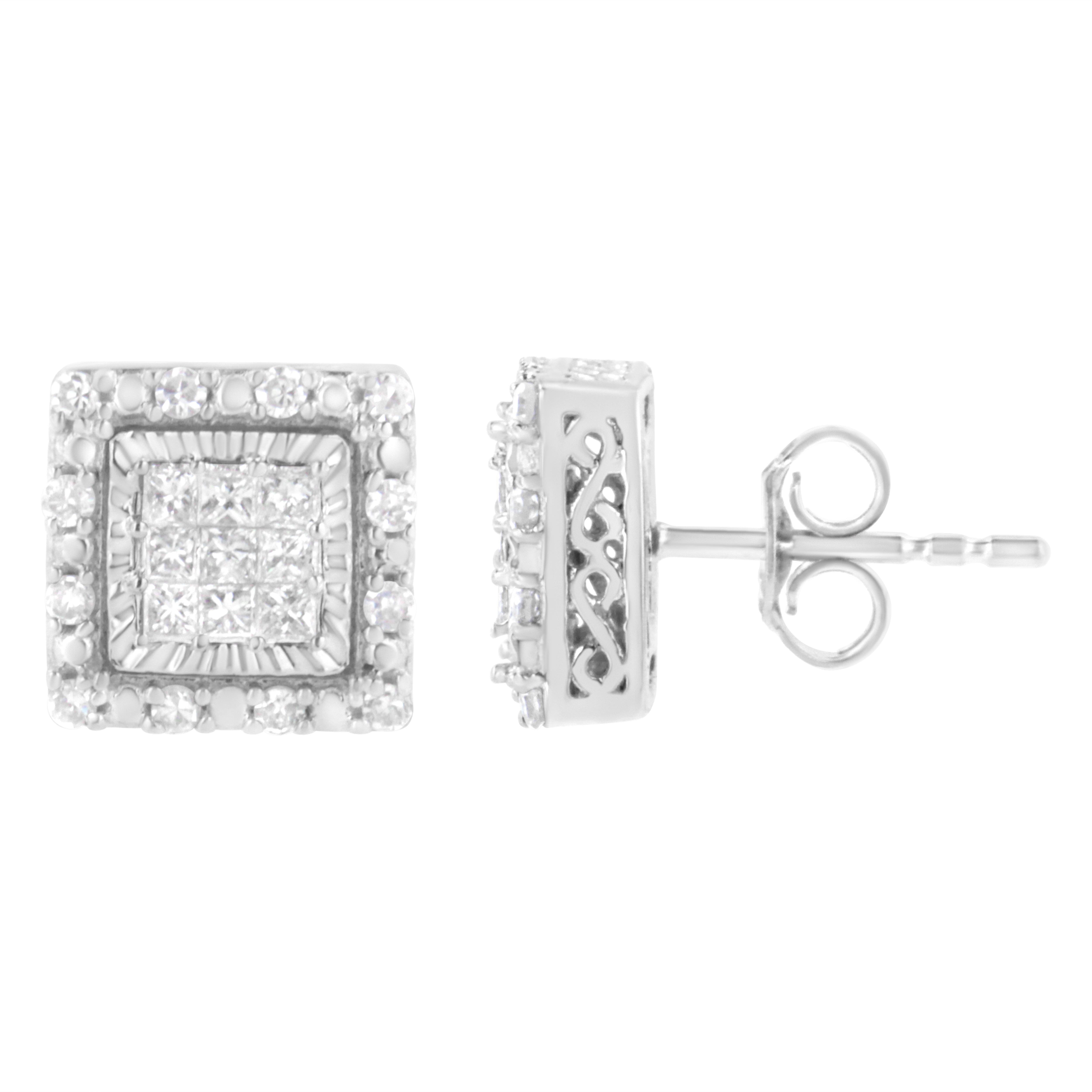 square shaped diamond earrings