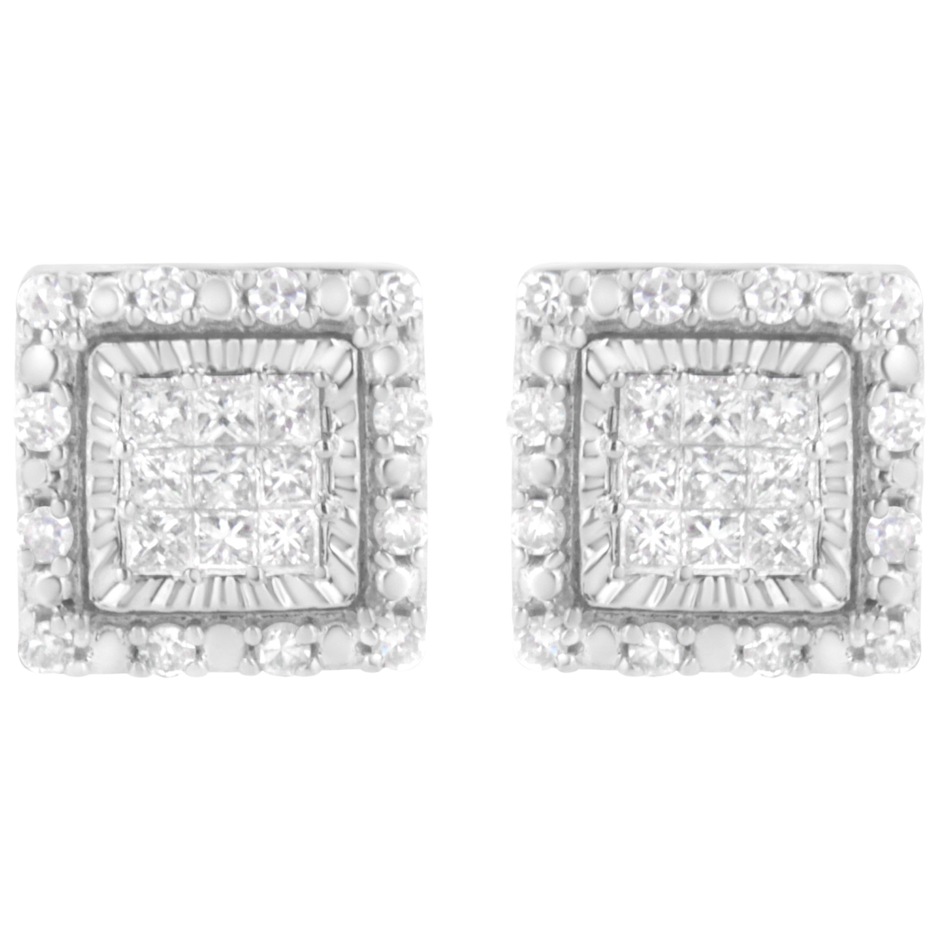 10K Weißgold 1/2 Karat Invisible Set Diamant-Ohrstecker mit quadratischem Prinzessinnenschliff