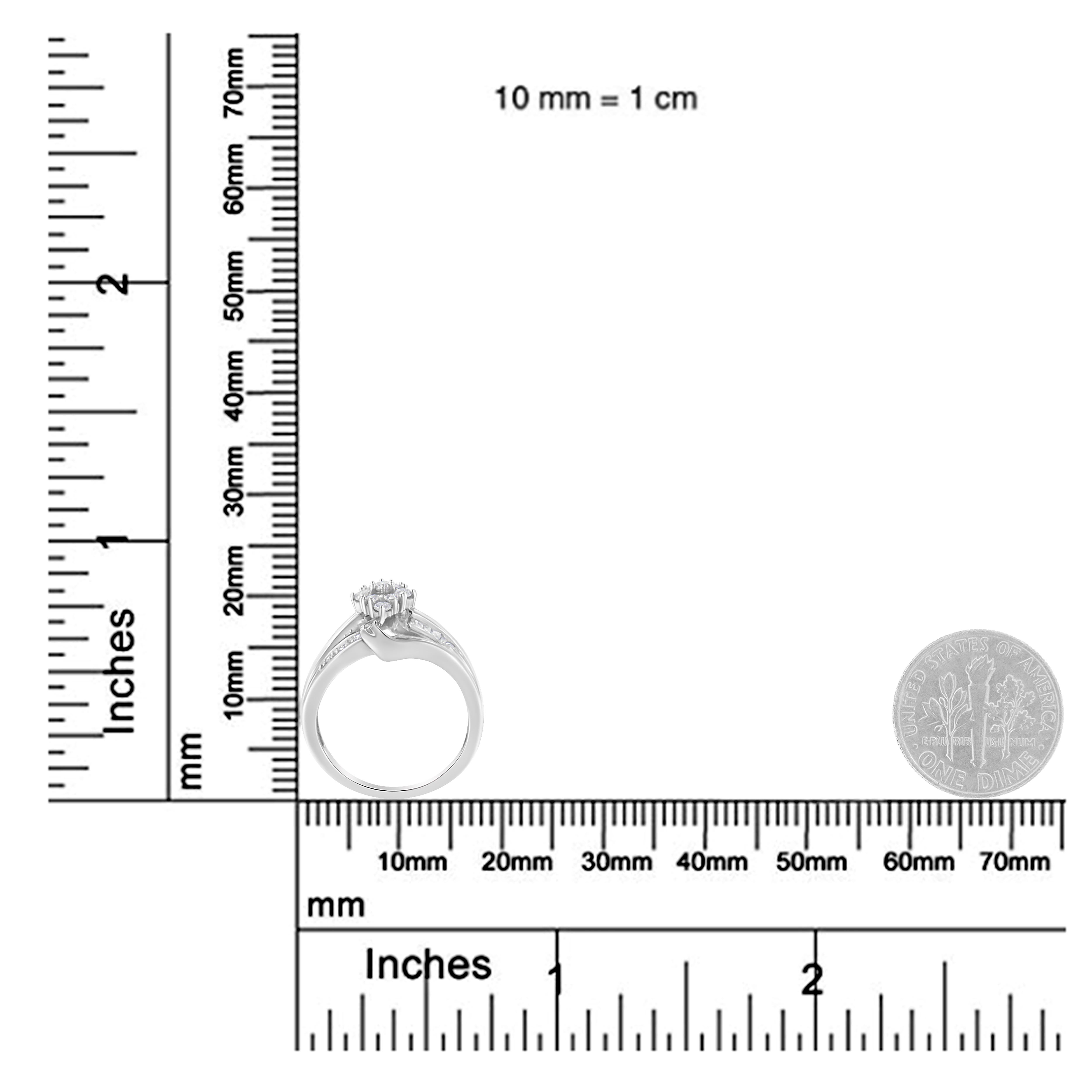 Anello a grappolo di diamanti in oro bianco 10K da 1/2 cttw (purezza H-I, colore I2-I3) - H. H. In condizioni Nuovo a New York, NY