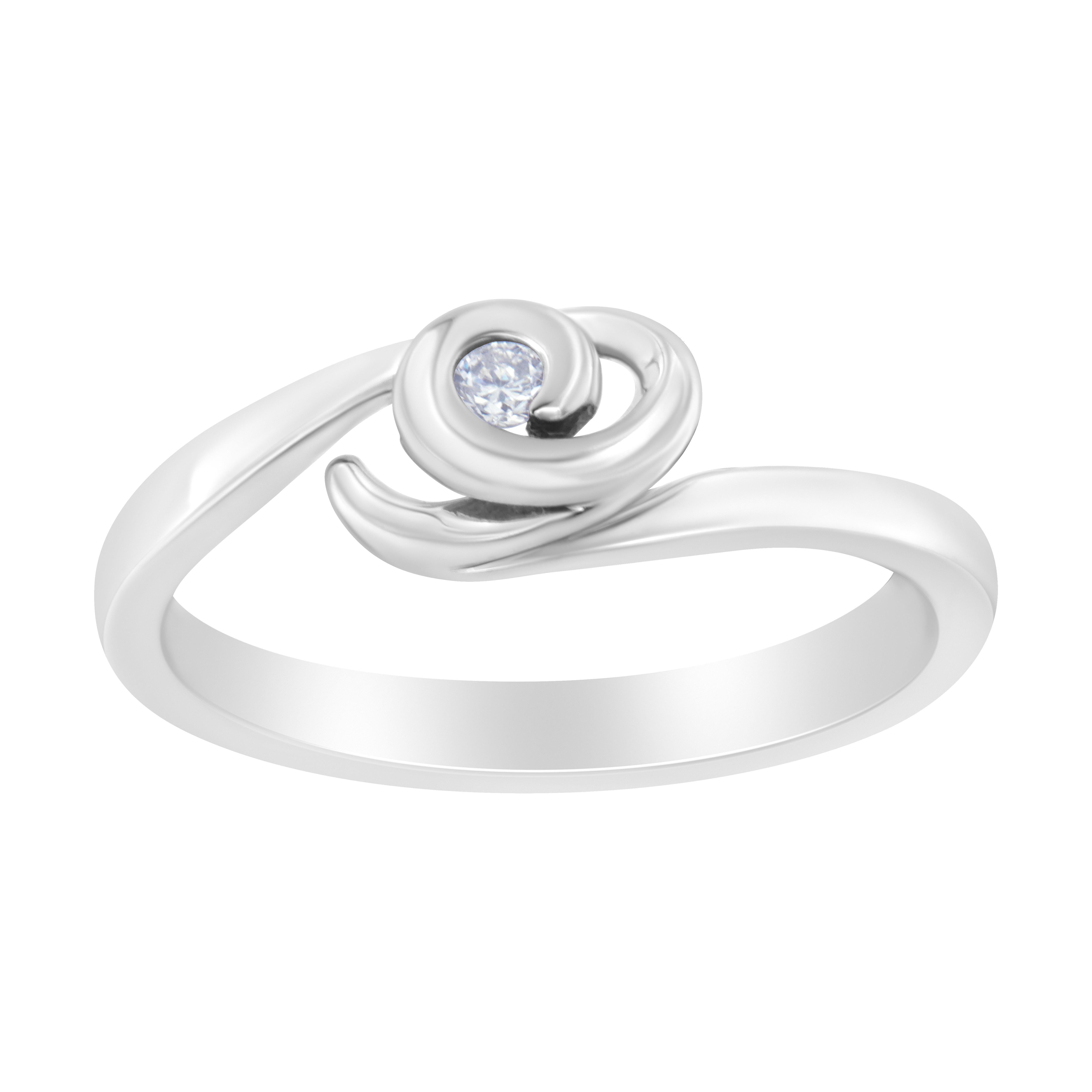 For Sale:  10K White Gold 1/20 Carat Diamond Promise Ring 2