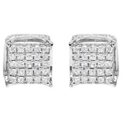 10K White Gold 1/2ct Princess Cut Diamond Square Shaped Multi Stone Stud Earring