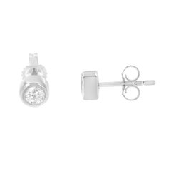 10K White Gold 1/3 Carat Diamond Bezel Stud Earrings