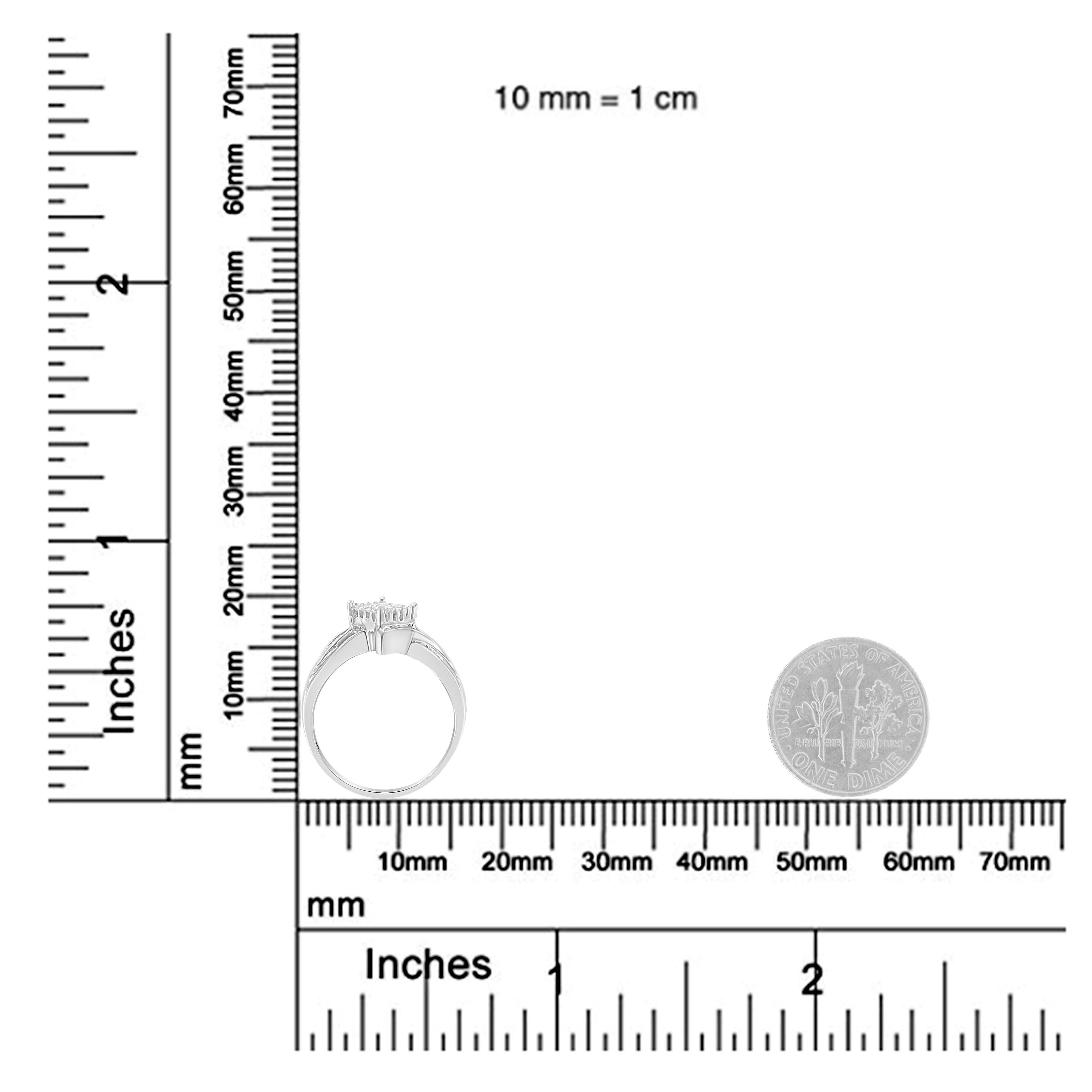 10K White Gold 1/3 Carat Diamond Bypass Style Cocktail Ring 7