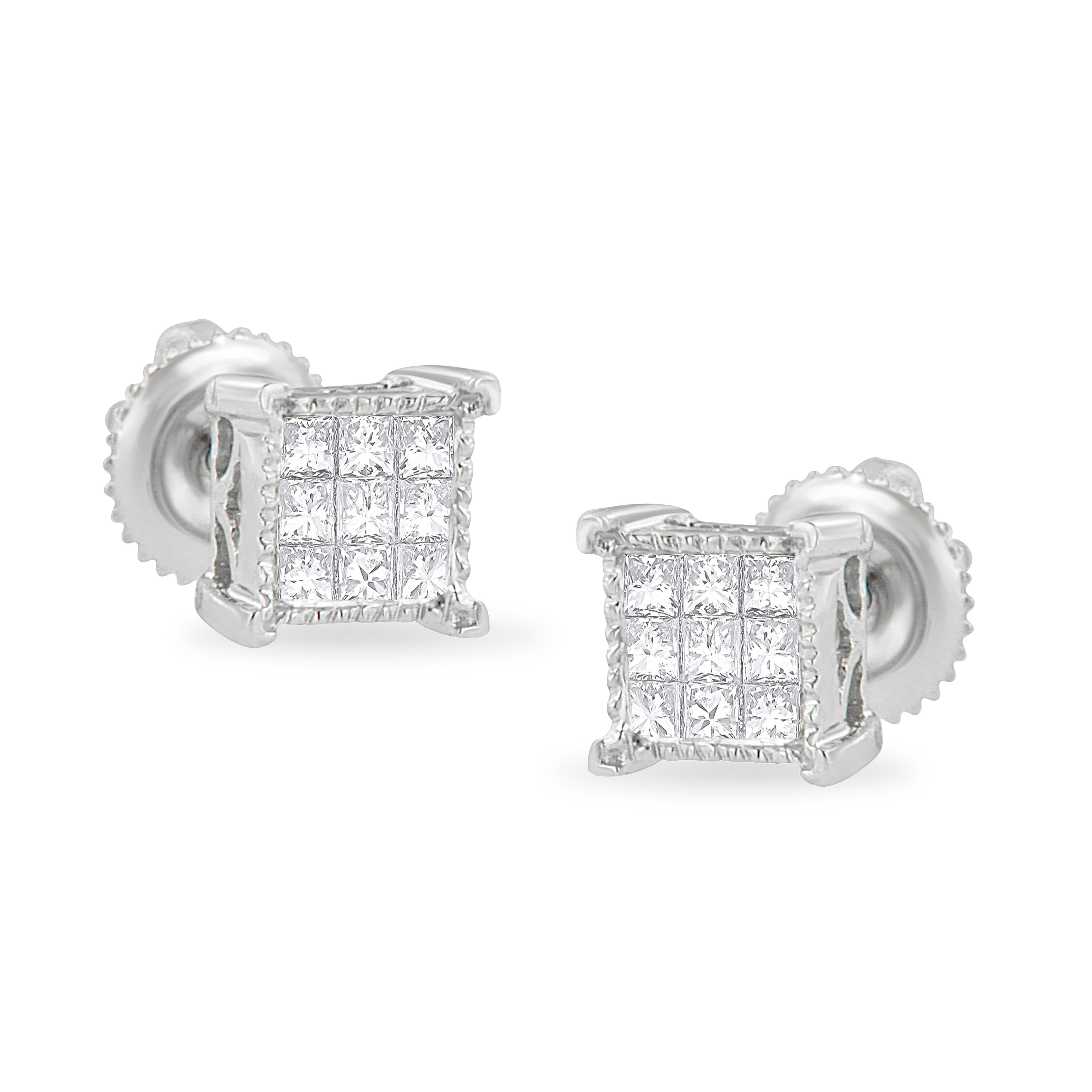 3 carat princess cut diamond earrings