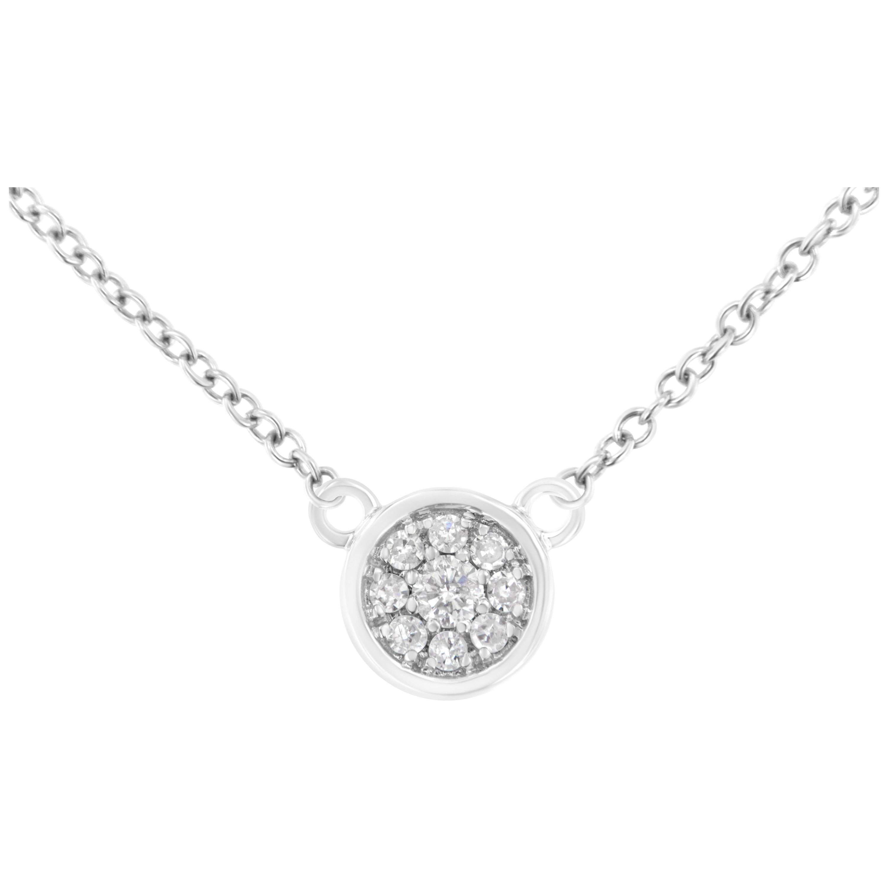 10K Weißgold 1/4 Cttw Diamant-Blumen-Halskette mit verstellbarem 16-18" Ketten-Anhänger