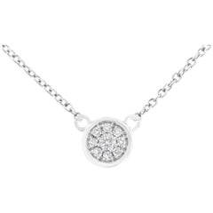 10K Weißgold 1/4 Cttw Diamant-Blumen-Halskette mit verstellbarem 16-18" Ketten-Anhänger