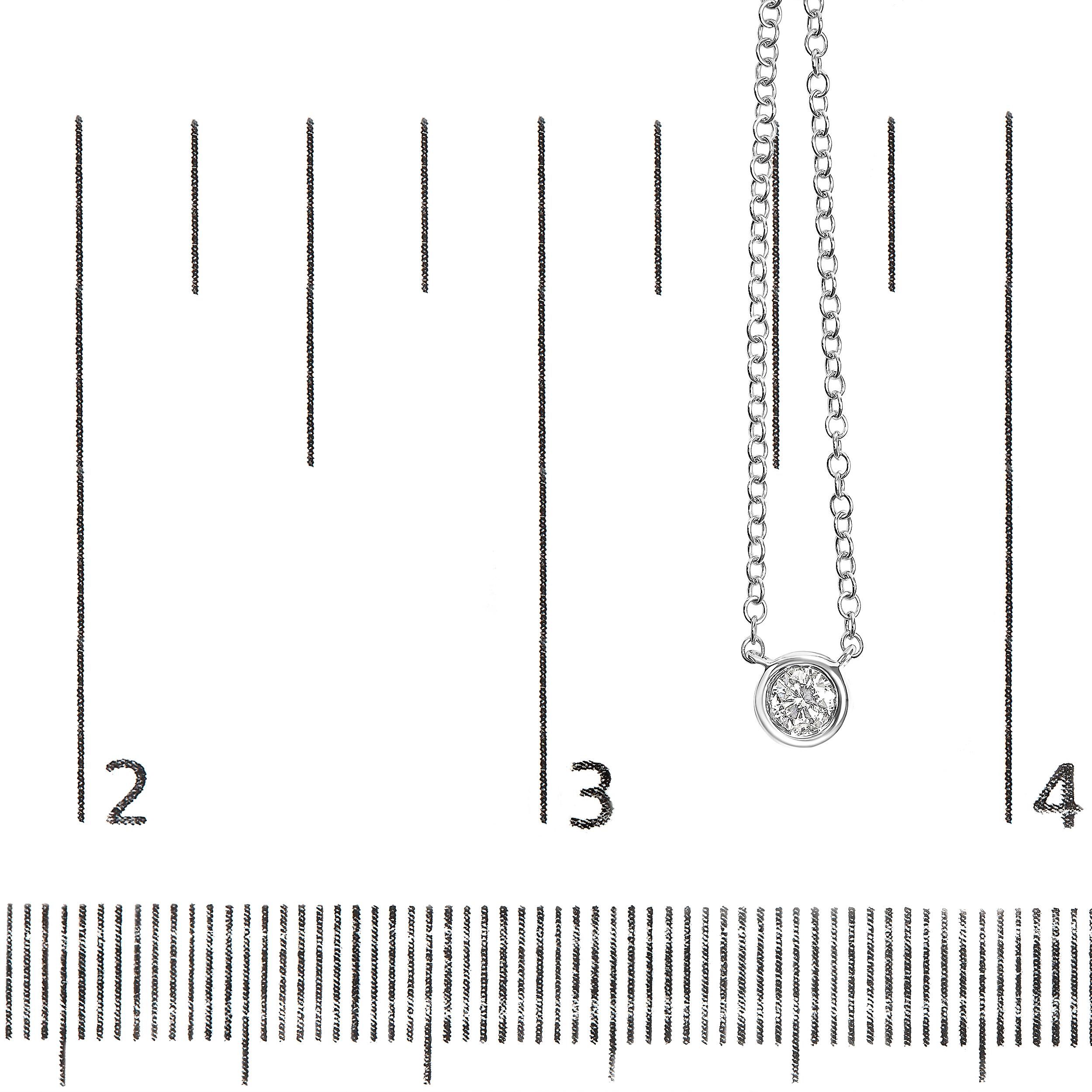 10K White Gold 1/5 Carat Brilliant-Cut Diamond Modern Solitaire Pendant Necklace In New Condition In New York, NY