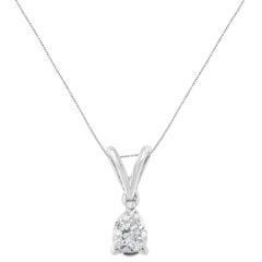 10K White Gold 1/5 Carat Diamond Pear Pendant Necklace
