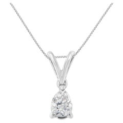 10K White Gold 1/5 Carat Diamond Pear Pendant Necklace