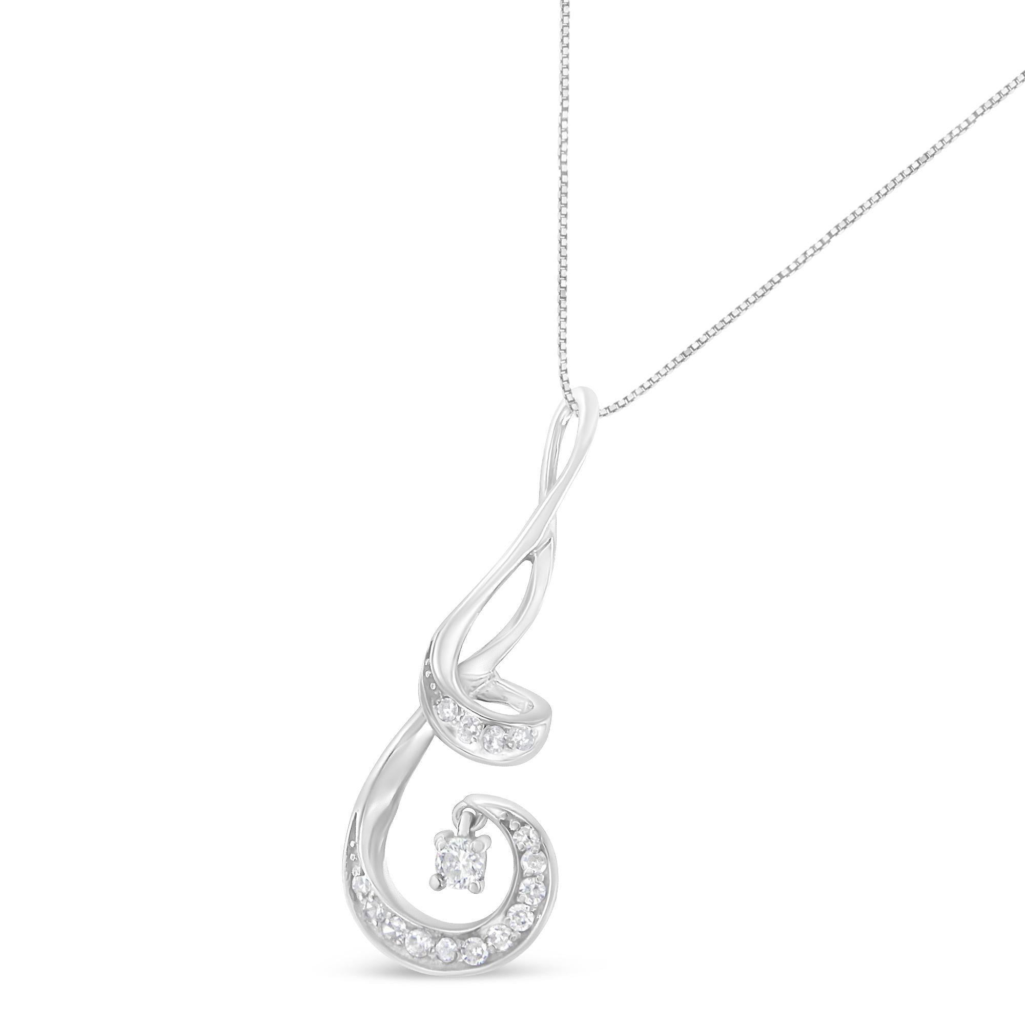 Contemporaneo Collana con ciondolo a spirale in oro bianco 10K con diamanti da 1/5 carati in vendita