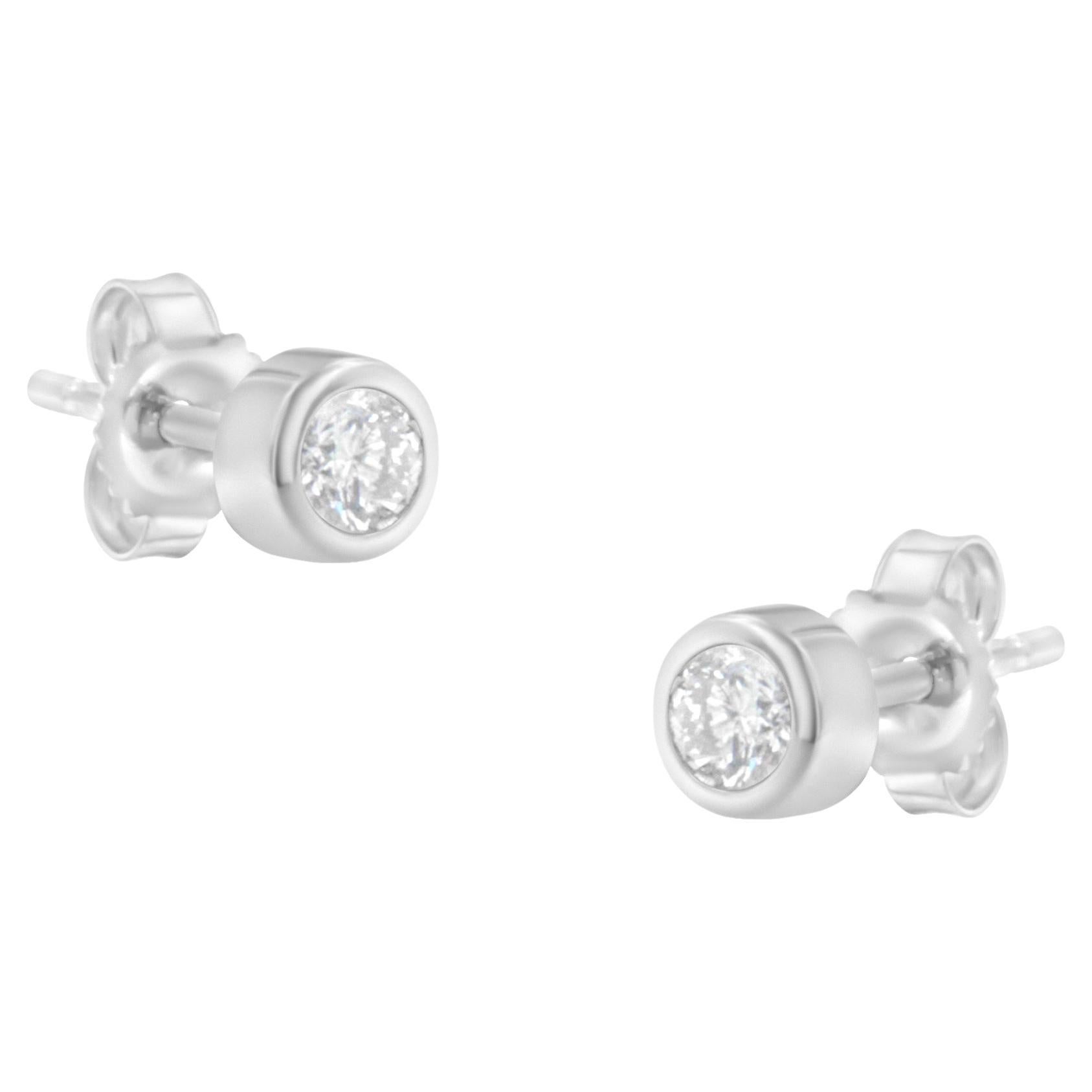 10K White Gold 1/5 Carat Round-Cut Near Colorless Diamond Stud Earrings