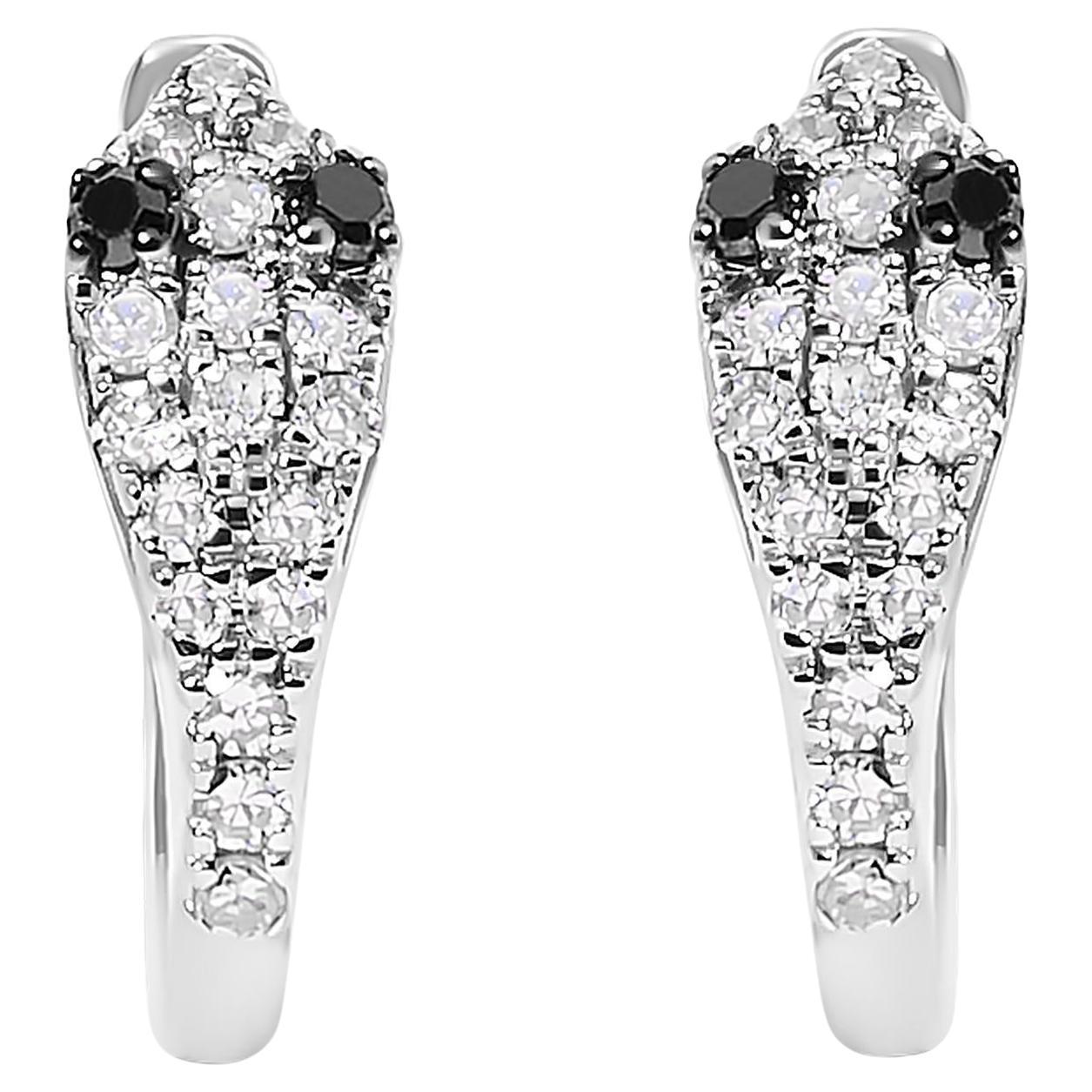 10K Weißgold 1/5 Cttw Diamond Snake Eyes Huggy Hoop Ohrringe