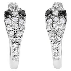 10K Weißgold 1/5 Cttw Diamond Snake Eyes Huggy Hoop Ohrringe