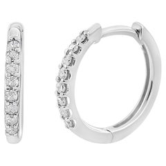 10K White Gold 1/5 Cttw Round-Cut Diamond Modern Hoop Earrings