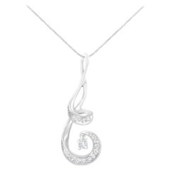 Halskette mit Spiral-Anhänger, 10 Karat Weißgold 1/5 Karattw Diamant