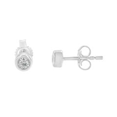 10K White Gold 1/6 Cttw Round Brilliant-Cut Near Colorless Diamond Stud Earrings