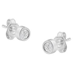 10K White Gold 1/6 Cttw Round Brilliant-Cut Near Colorless Diamond Stud Earrings