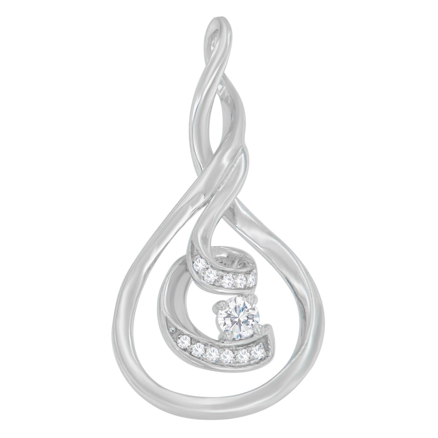 With a wide outer ring that beautifully surrounds the cascade of spirals inside, this exquisite white gold and diamond pendant is the perfect style to make her stand out from the crowd. This beautiful necklace includes 18” box chain with Spring Ring