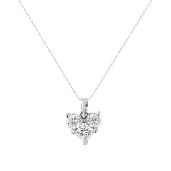10K White Gold 1.0 Carat Diamond Heart Shaped Pendant Necklace