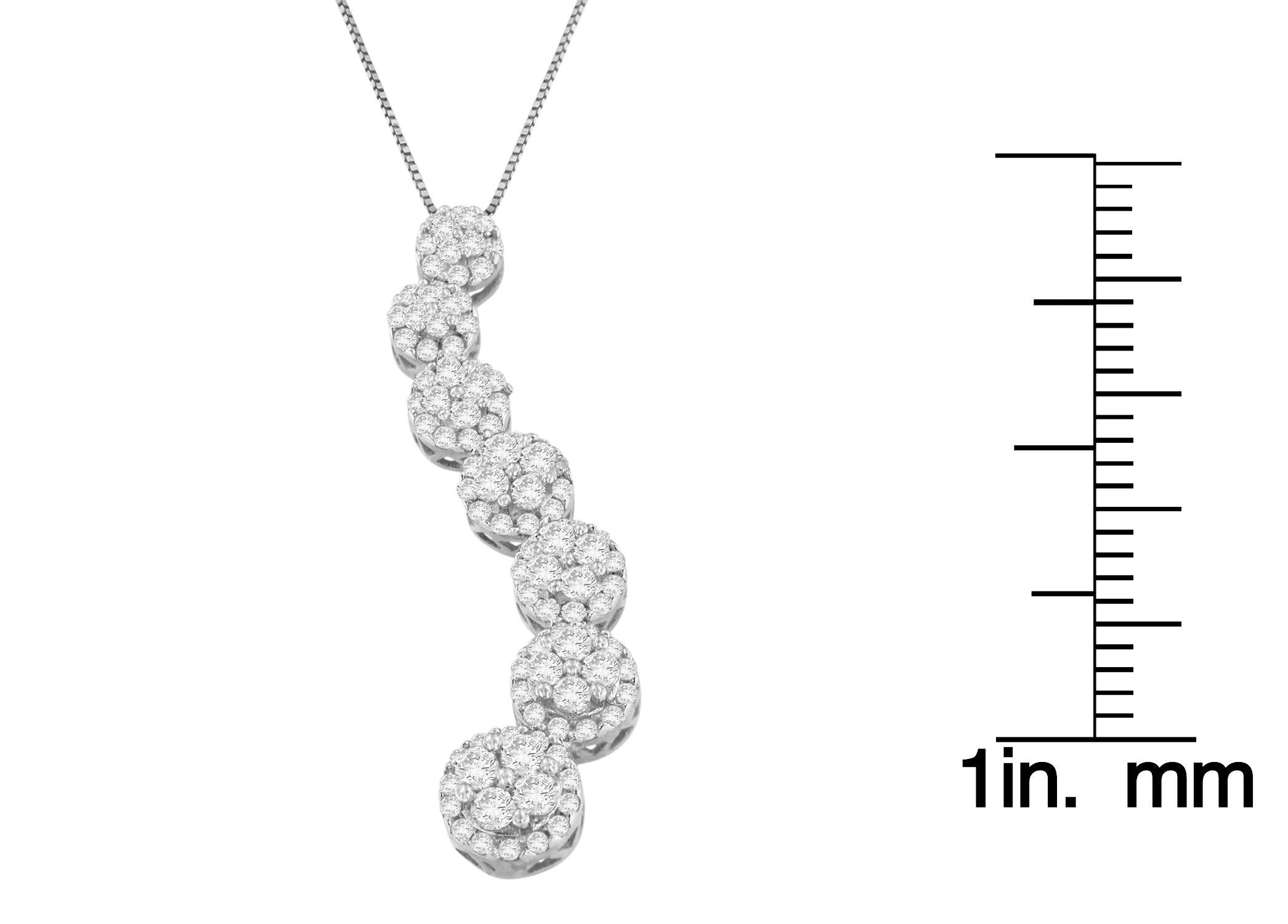 Women's 10K White Gold 1.0 Carat Round Cut Diamond Journey Circle Pendant Necklace For Sale