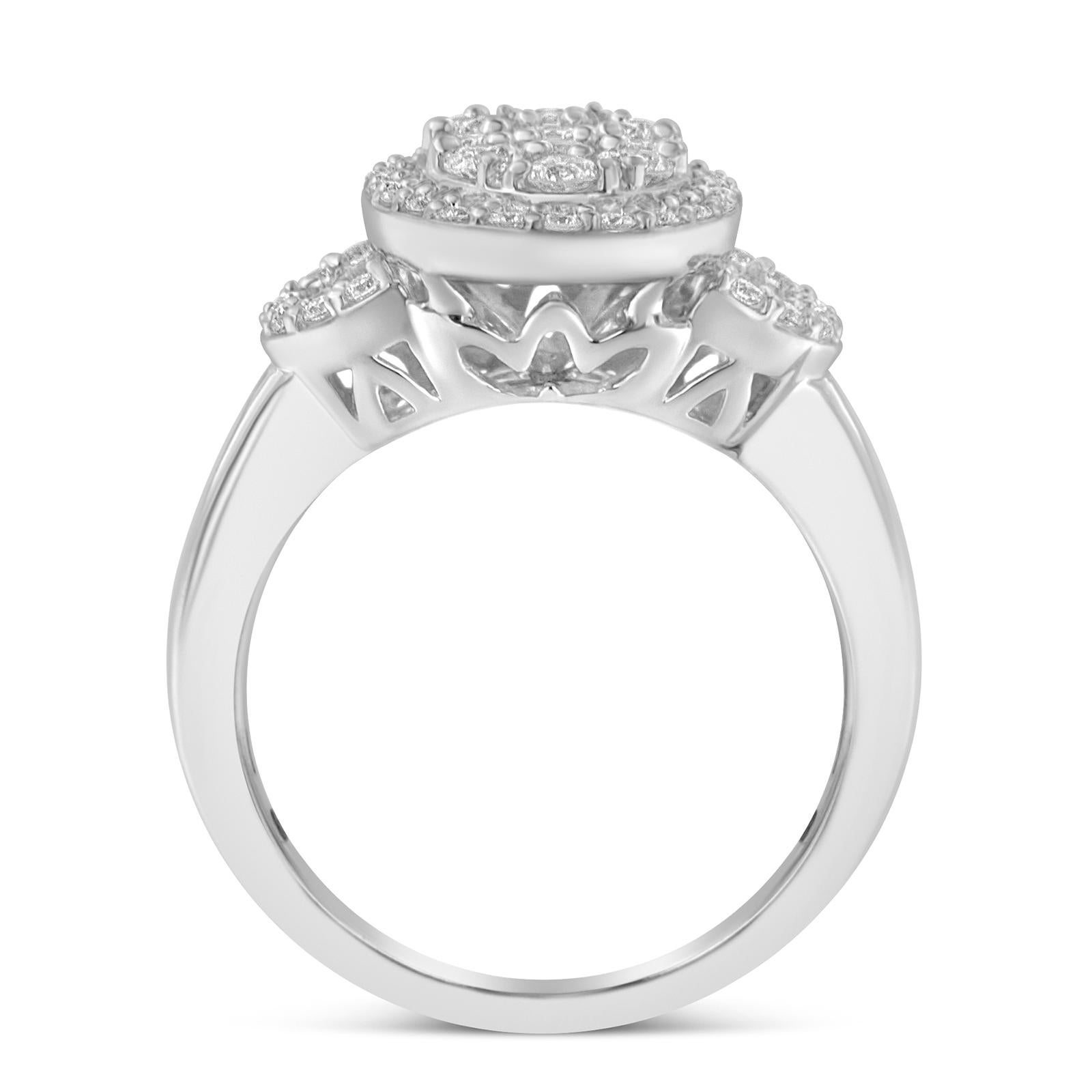 For Sale:  10K White Gold 1.0 Ct Diamond Cluster with Halo Vintage-Inspired Statement Ring 2