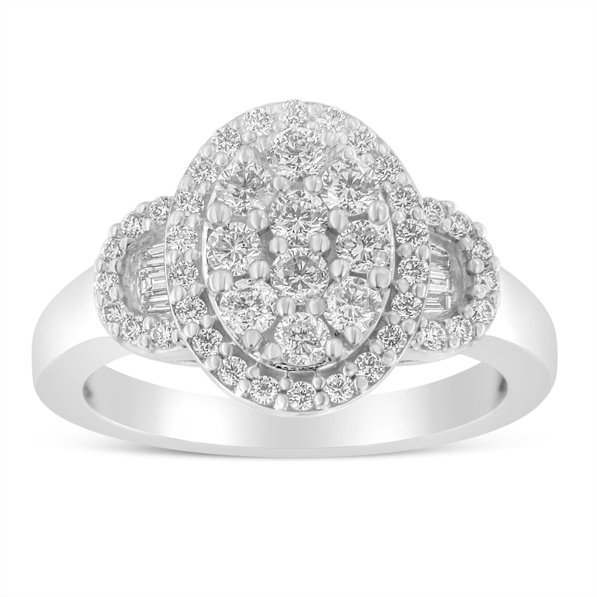 For Sale:  10K White Gold 1.0 Ct Diamond Cluster with Halo Vintage-Inspired Statement Ring 3