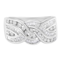 Anello Bypass con diamante da 1,0 cttw in oro bianco 10K
