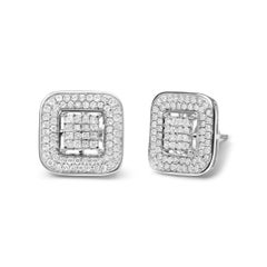 10K White Gold 1.0 Cttw Diamond Composite Open Halo Stud Earrings