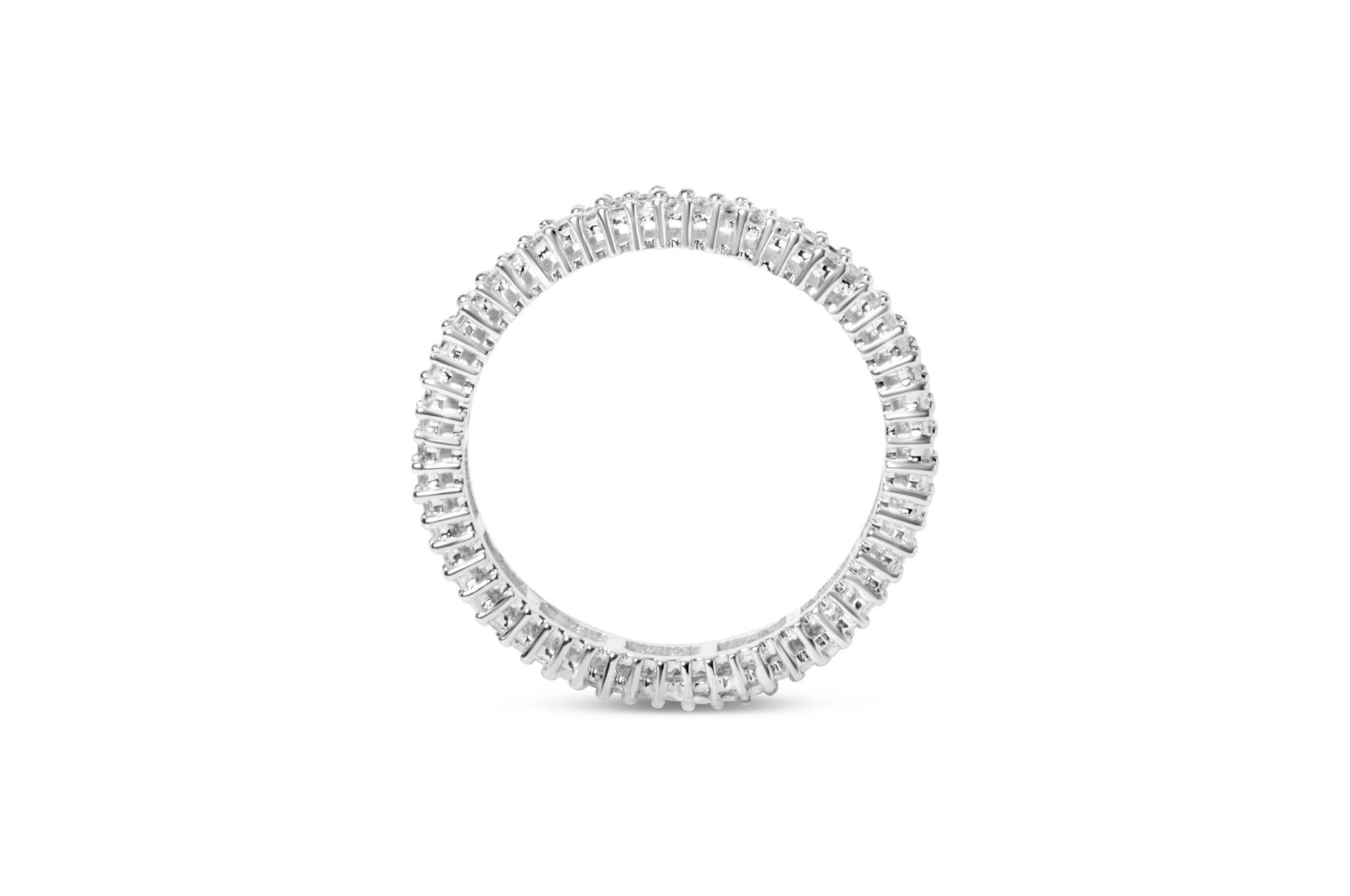 10K Weißgold 1,0 Cttw Prinzessinnenschliff Diamant Double Row Eternity Band Ring (Carréschliff) im Angebot