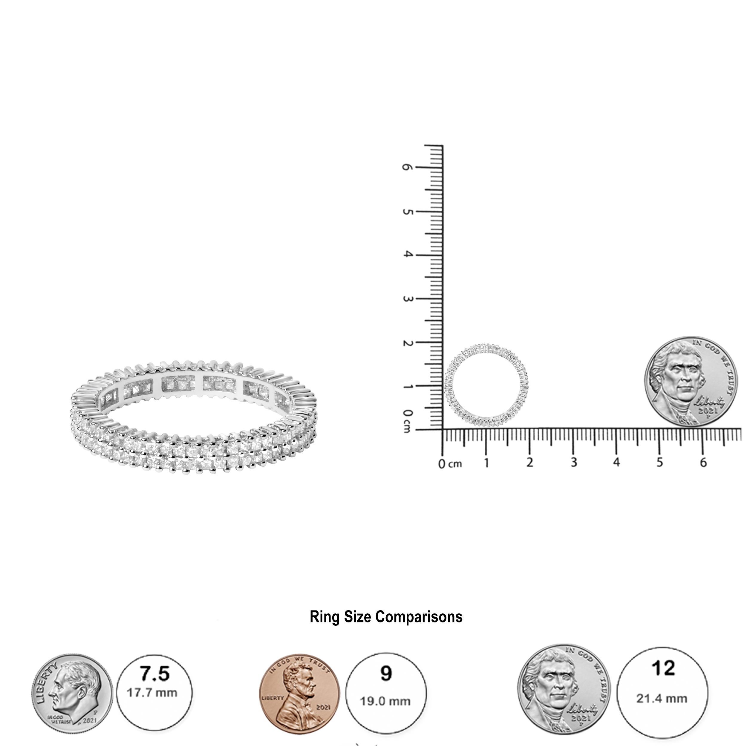 10K Weißgold 1,0 Cttw Prinzessinnenschliff Diamant Double Row Eternity Band Ring Damen im Angebot