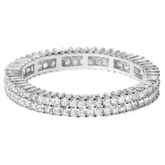 10K White Gold 1.0 Cttw Princess Cut Diamond Double Row Eternity Band Ring