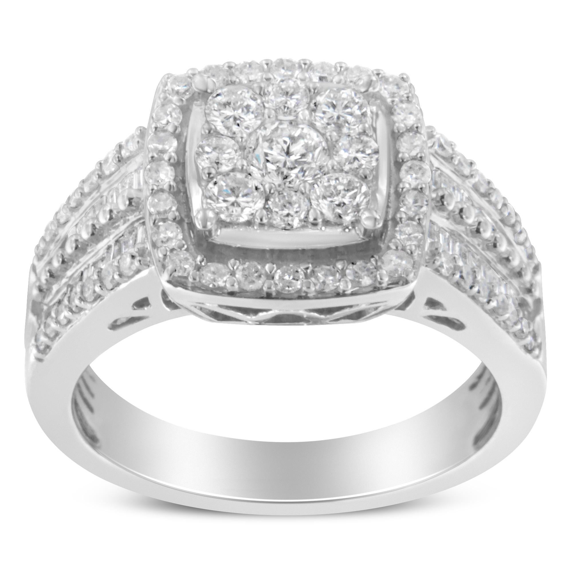 For Sale:  10K White Gold 1.00 Carat Diamond Cluster Ring 2