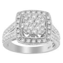 10K White Gold 1.00 Carat Diamond Cluster Ring