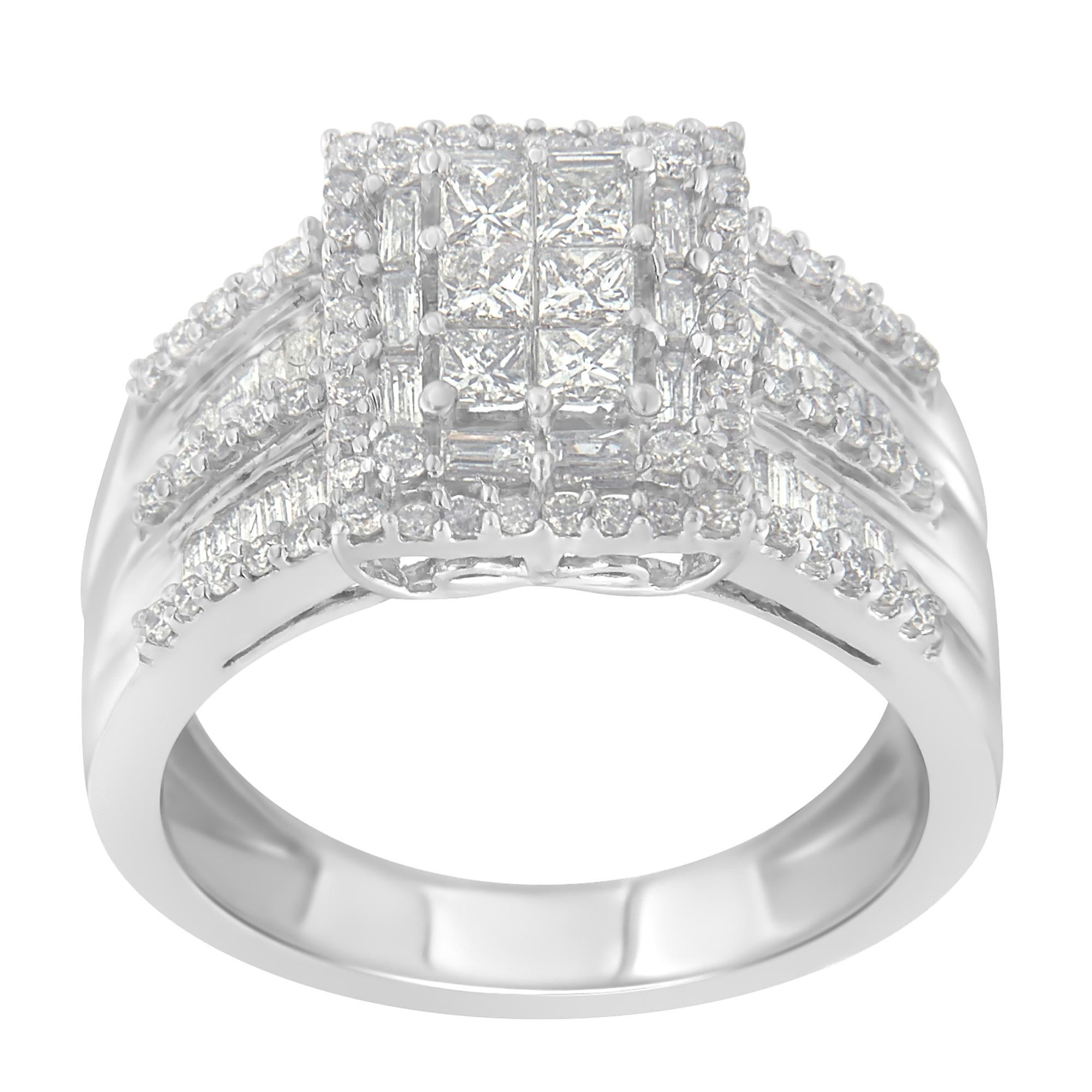 10k white gold diamond cluster ring