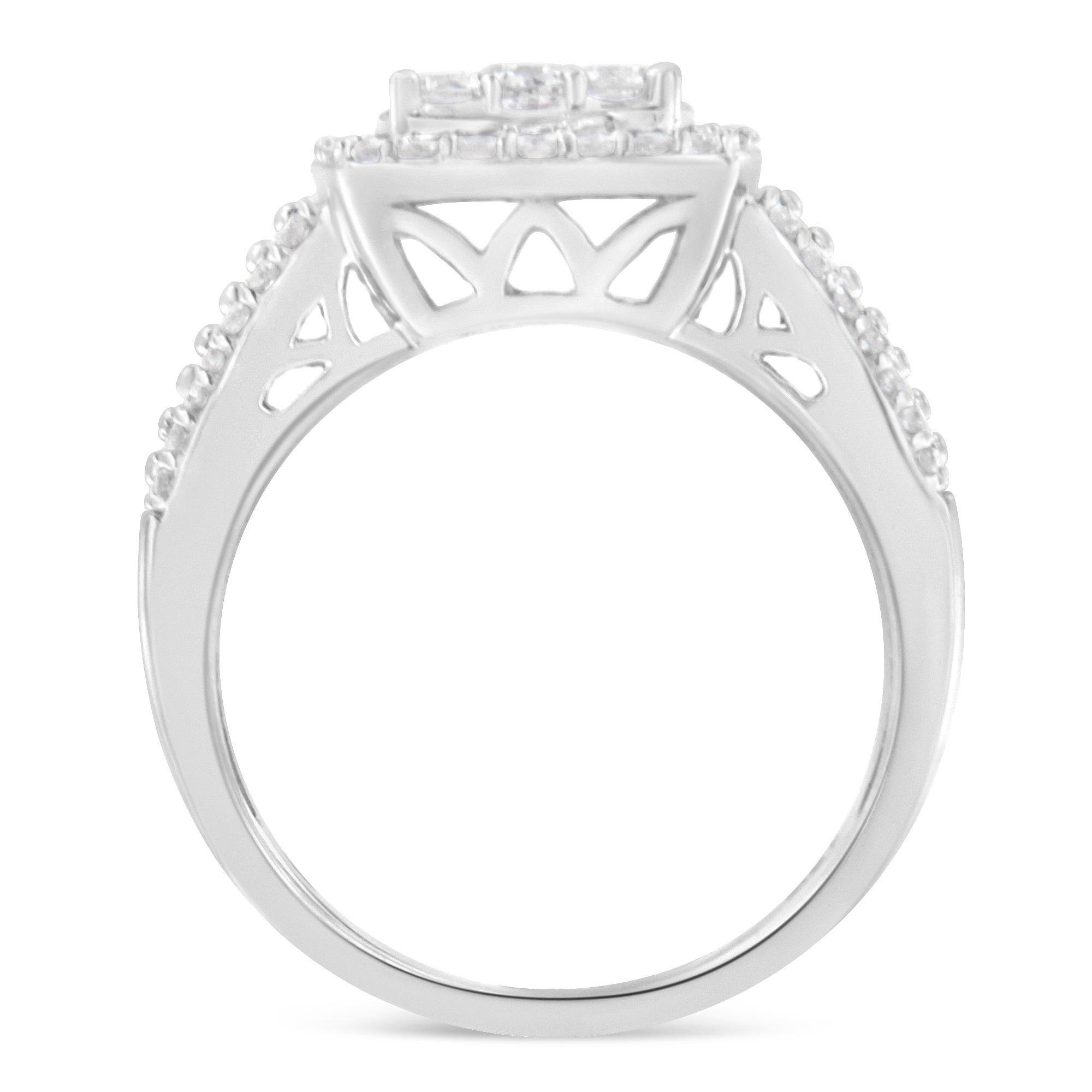 Im Angebot: 10K Weißgold 1,00 Karat Diamant Cluster-Ring () 3