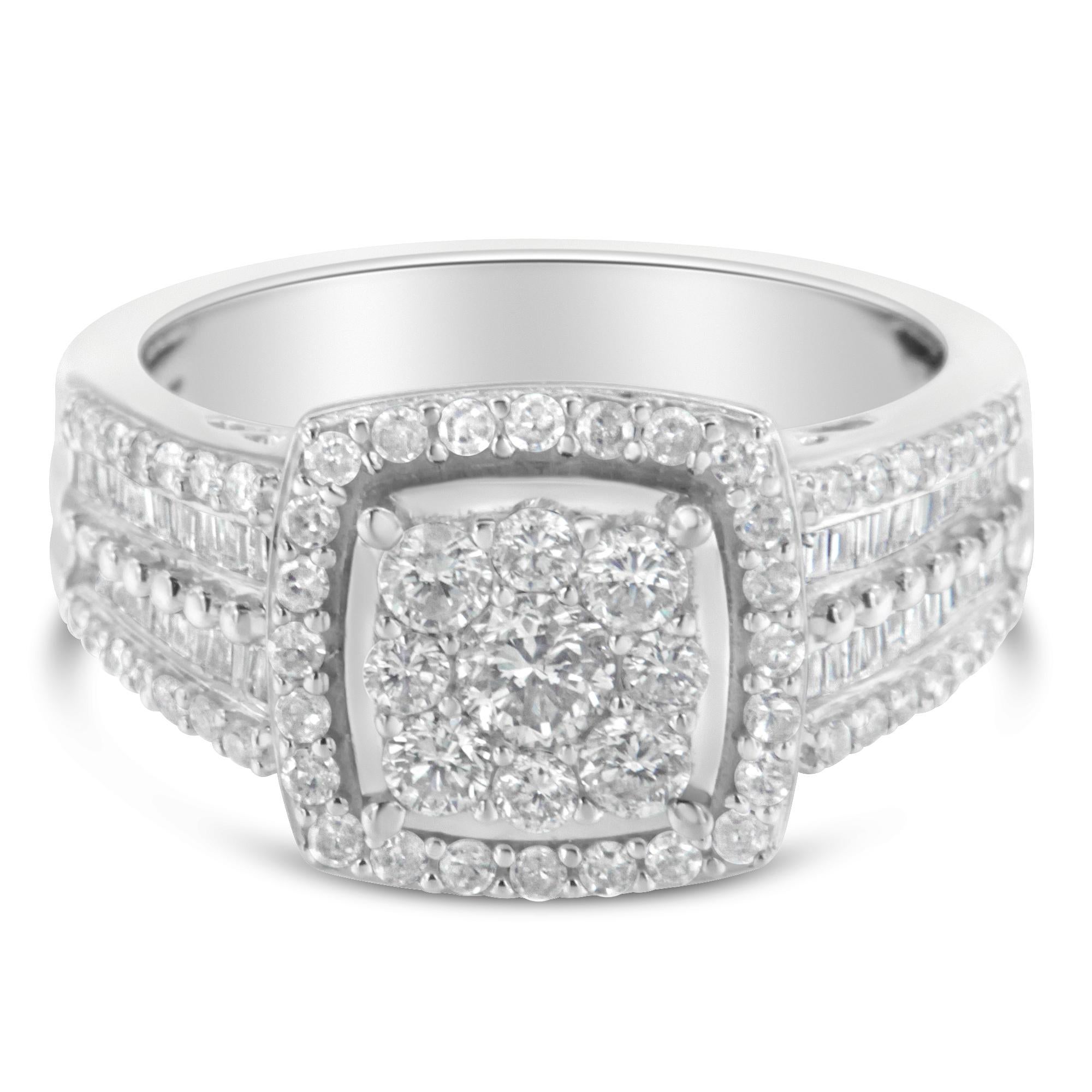 For Sale:  10K White Gold 1.00 Carat Diamond Cluster Ring 5