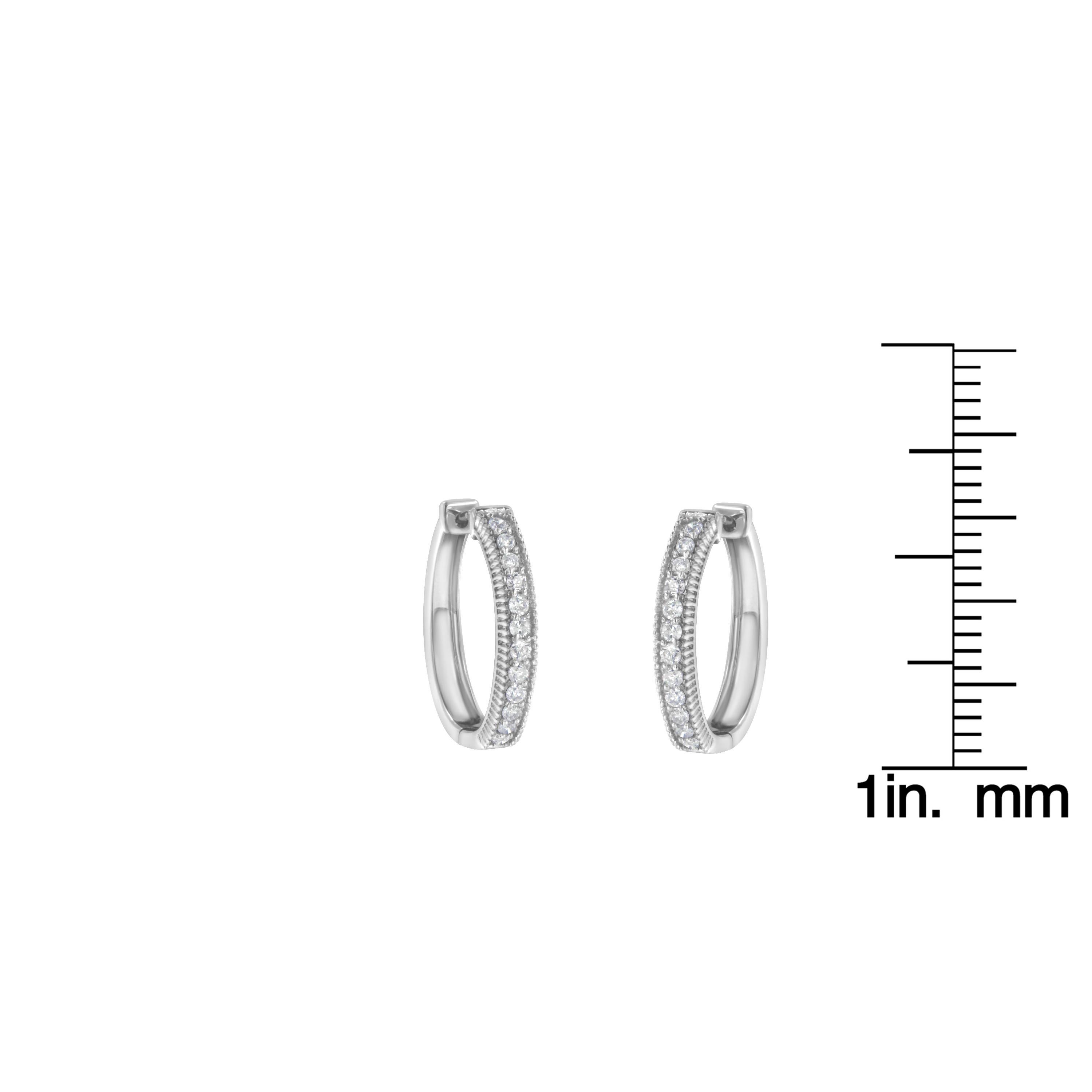 10K White Gold 1.00 Carat Diamond Hoop Earring In New Condition For Sale In New York, NY