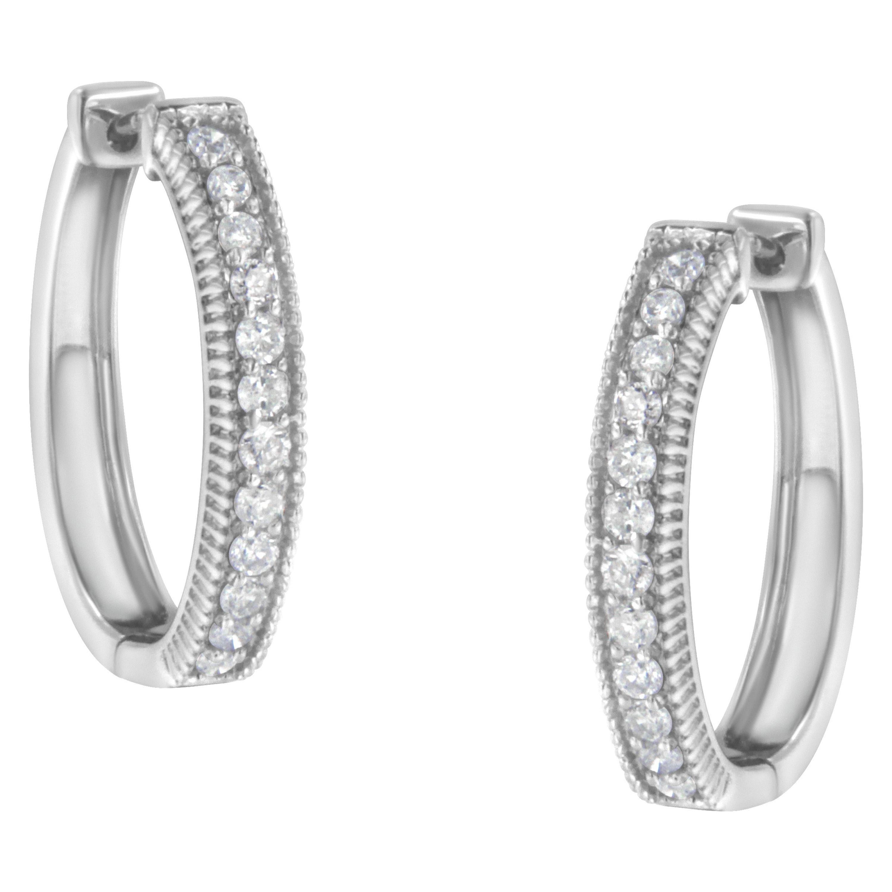 10K White Gold 1.00 Carat Diamond Hoop Earring