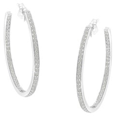 10K White Gold 1.00 Carat Diamond Inside-Out Hoop Earrings