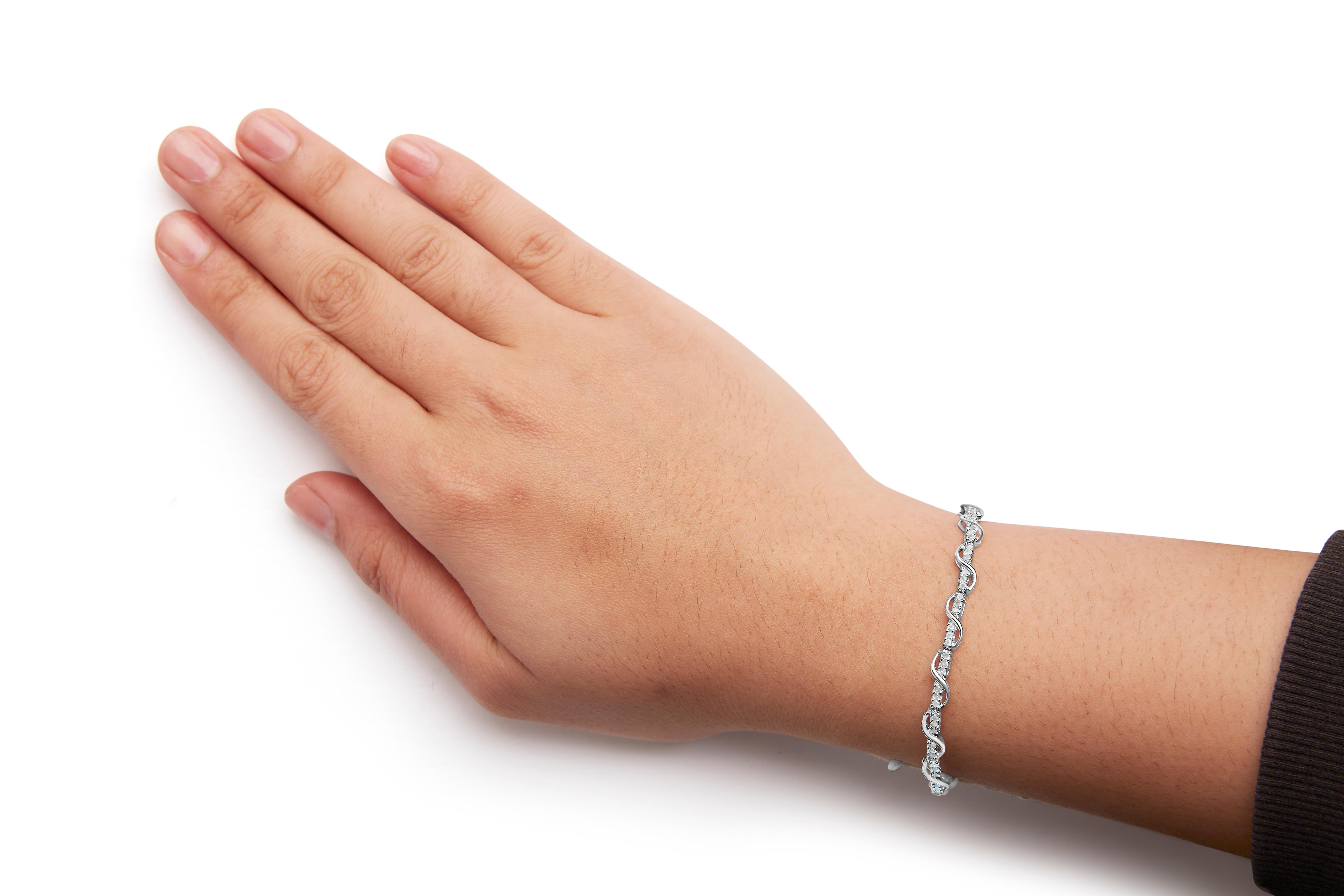 De las mujeres Brazalete de tenis de oro blanco de 10 quilates con 1,00 qt de diamantes talla redonda y eslabón en espiral en venta