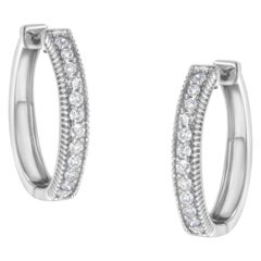 10K White Gold 1.00 Carat Diamond Hoop Earring