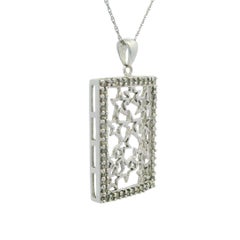 10k White Gold 1.05ctw Diamond Frame Open Work Star Design Pendant Necklace