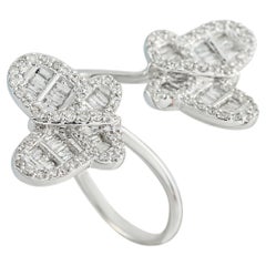 10K White Gold 1.20ct Diamond Butterfly Bypass Ring MF16-050526
